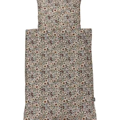 Baby sengelinned - dess. 1236 hvid m/ store røde og beige blomster