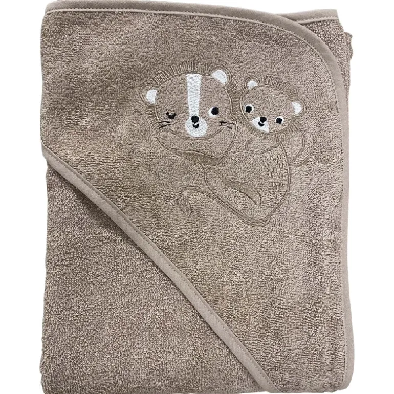 Badeslag sand m/ mor & barn apl. str. 75x75 cm. Oeko Tex