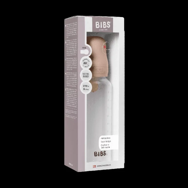 BIBS Baby Flaske Rund Latex 1 pack 270 ml Medium Flow Blush