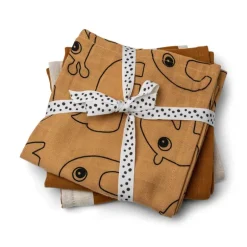 Burp cloth 3 - pack - GOTS - Deer friends Mustard