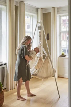 Membantu Premium tvillinge slyngevugge økologisk bomuld - beige