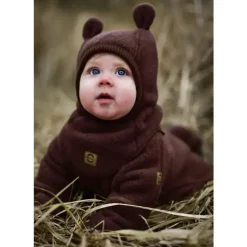 Mikk-Line Uldhue m. Ører - Dark Brown Melange