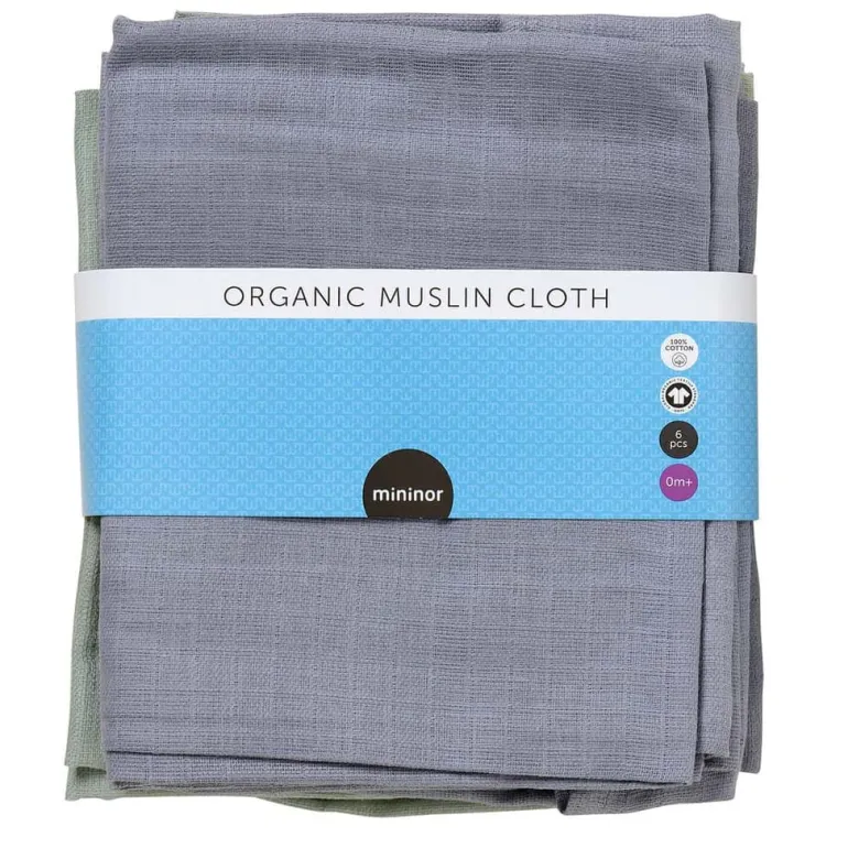 Mininor stofble økologisk grøn - grå 6 - pak