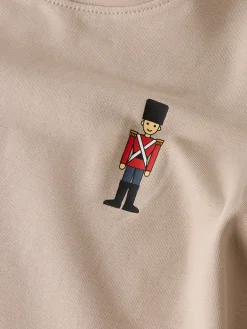 Name It Langærmet top med små figur tegning, str. 92-116 - Beige