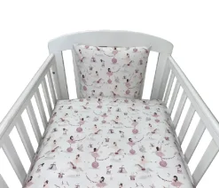 NM Baby sengelinned - off - white m/ blomme farvet ballerina