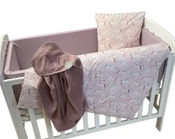 NM Baby sengelinned - rosa enhjørninger m/ farvet hår