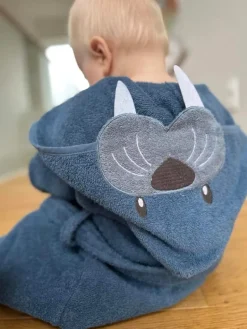 NM Badekåbe mellem blå m/ hvalros på hætten str. 2 år