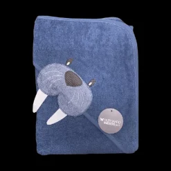 NM Badeslag midd blue m/ hvalros str. 100x100 cm.