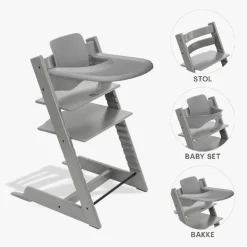 Stokke Tripp Trapp Bundle - Højstol, Babyset og Tray - Storm Grey