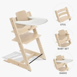 Stokke Tripp Trapp Bundle - Højstol, Babyset og Tray - Natur
